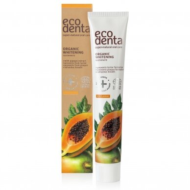 Ekologiška balinanti dantų pasta su papajos ekstraktu, ECODENTA 75 ml.