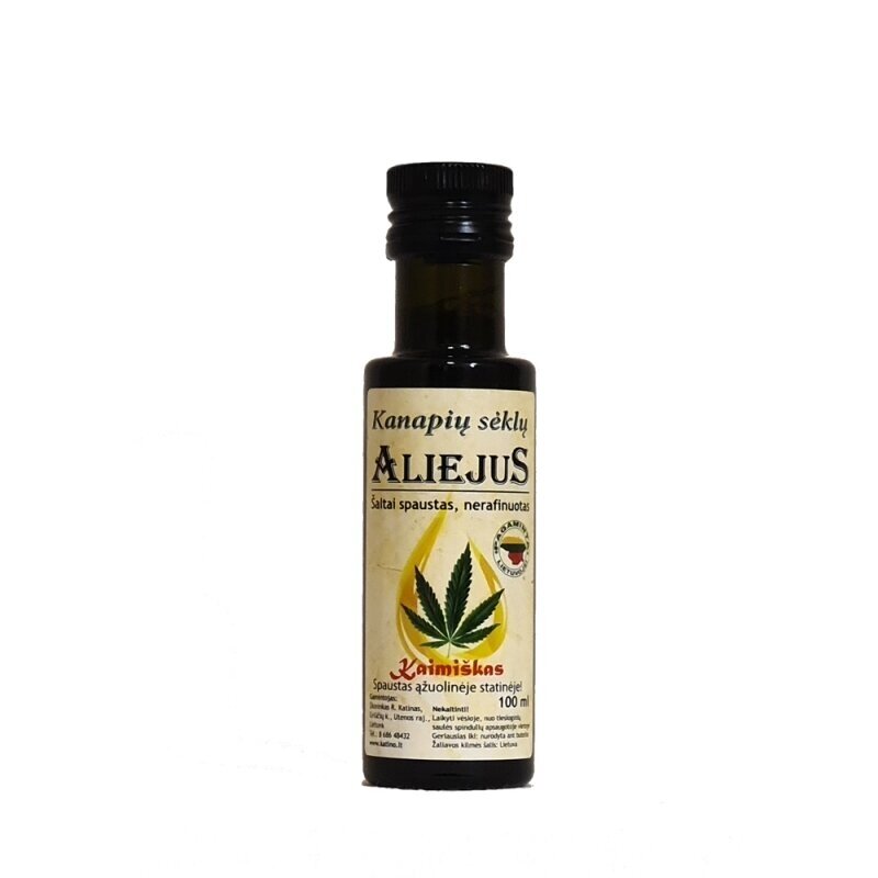 Kanapių sėklų aliejus, Katinų ūkis 100 ml. Kanapių sėklų aliejus, Katinų ūkis 100 ml.