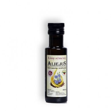 Linų sėmenų aliejus, Katinų ūkis 100 ml. Linų sėmenų aliejus, Katinų ūkis 100 ml.