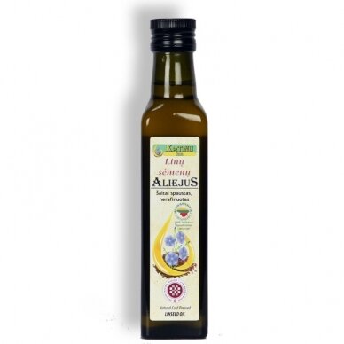 Linų sėmenų aliejus, Katinų ūkis 250 ml. Linų sėmenų aliejus, Katinų ūkis 250 ml.