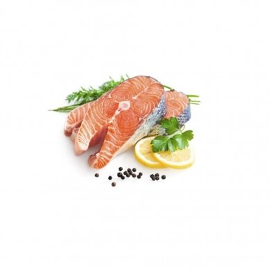 Atlantinių lašišų kepsniai, šaldyti 1 kg Atlantinių lašišų kepsniai, šaldyti 1 kg